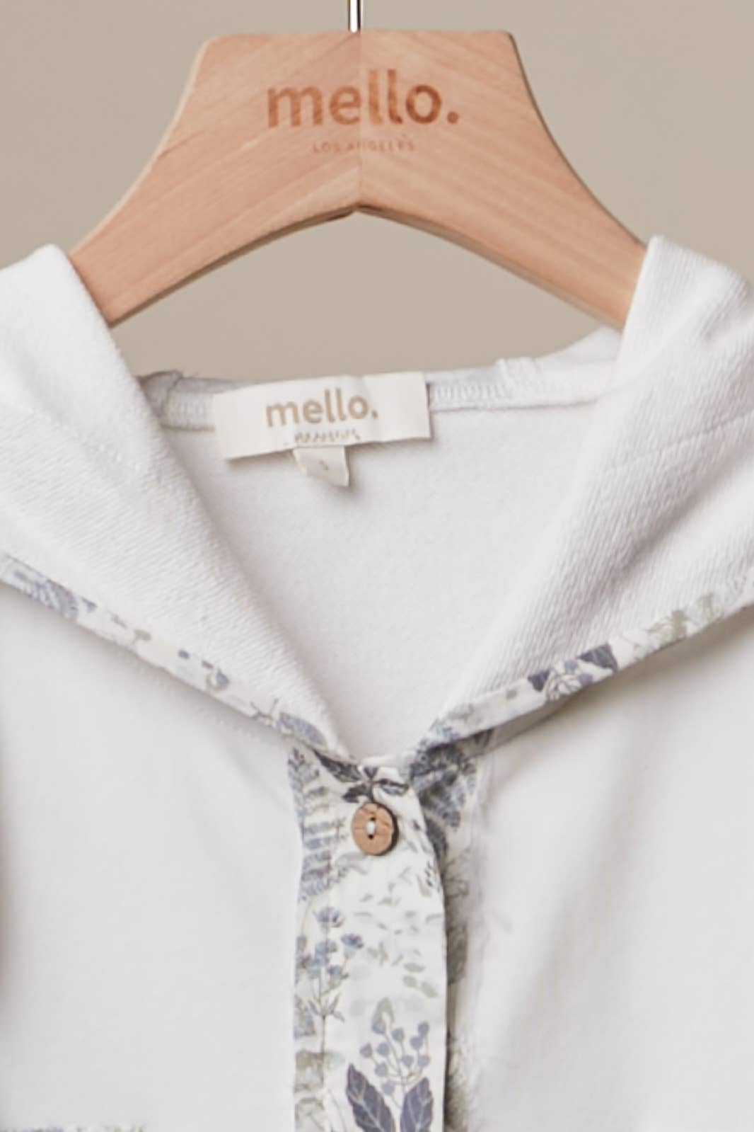 Floral Print Trim Hoodie with Drawstring Neck