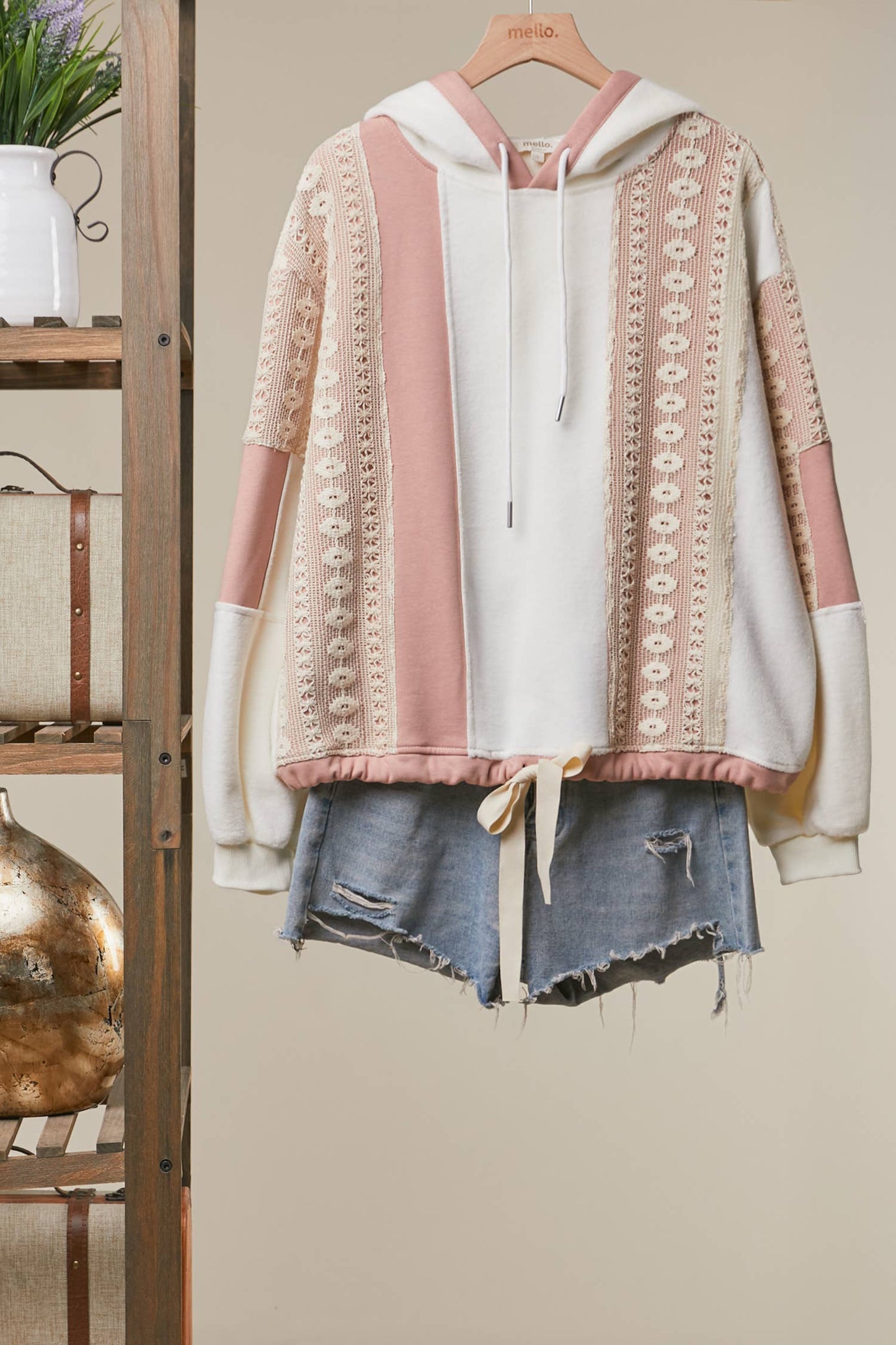 Colorblock Zip-Up Hoodie with Drawstring Hem