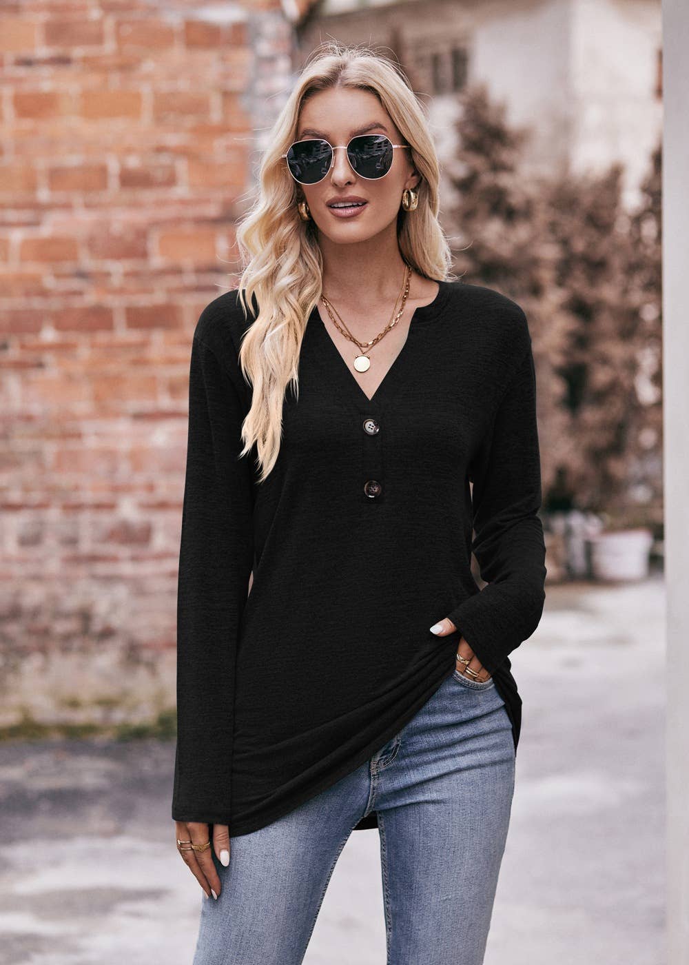 Black Henley Long Sleeve