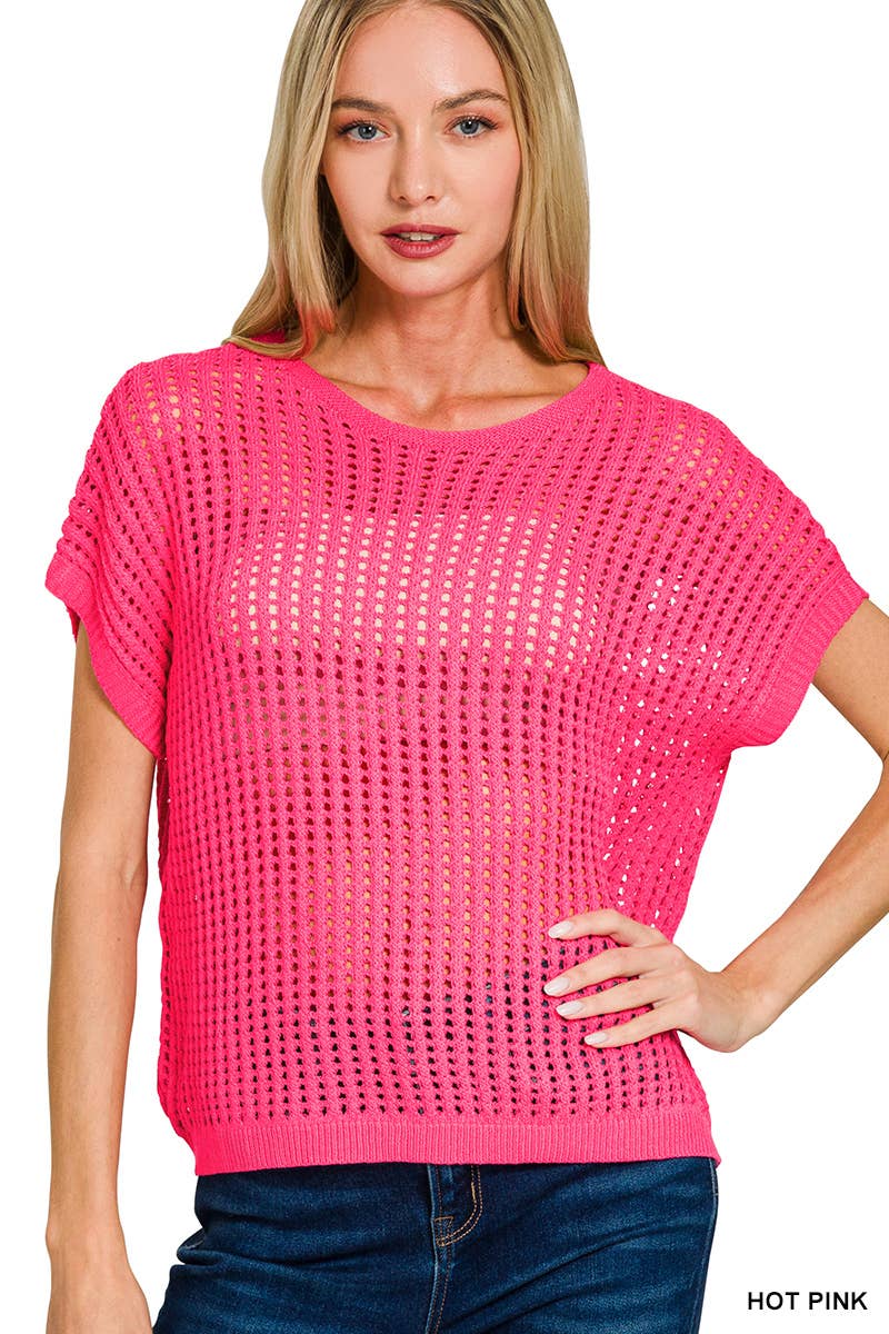 Crochet Knit Sheer Hollow Sweater