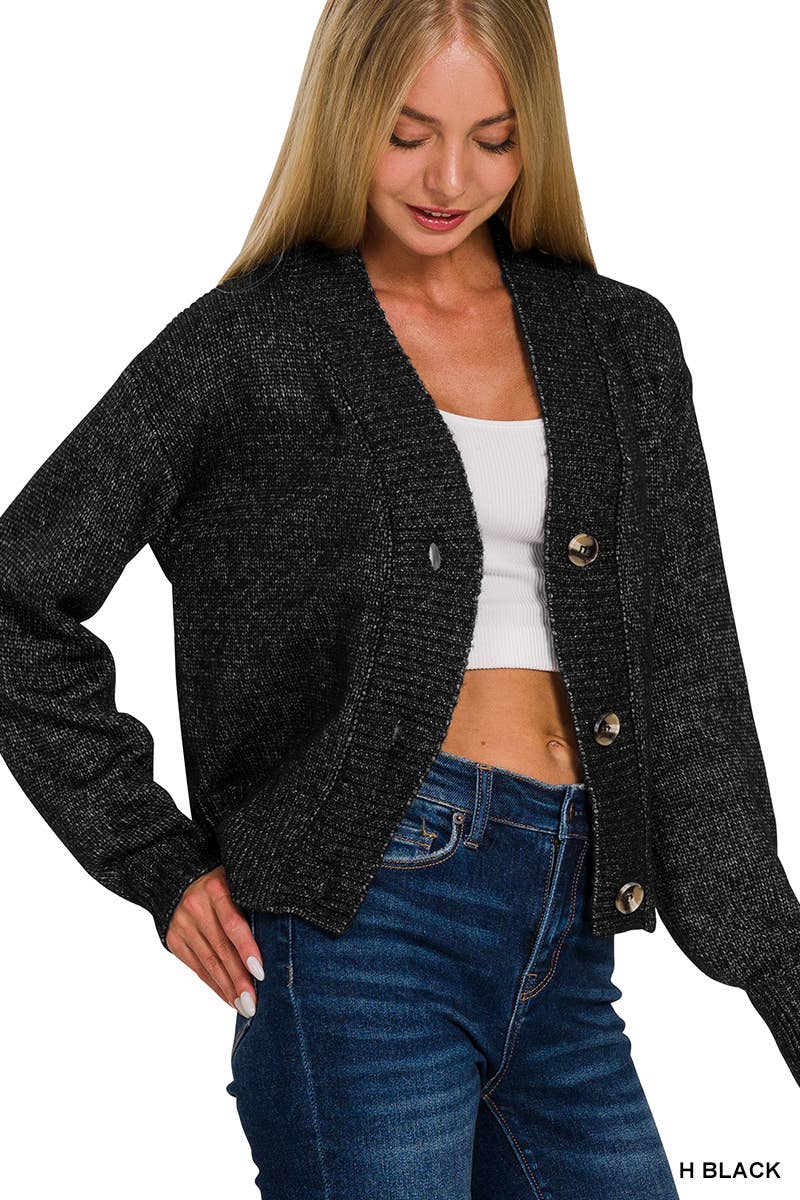 Drop Shoulder Button Front Cardigan