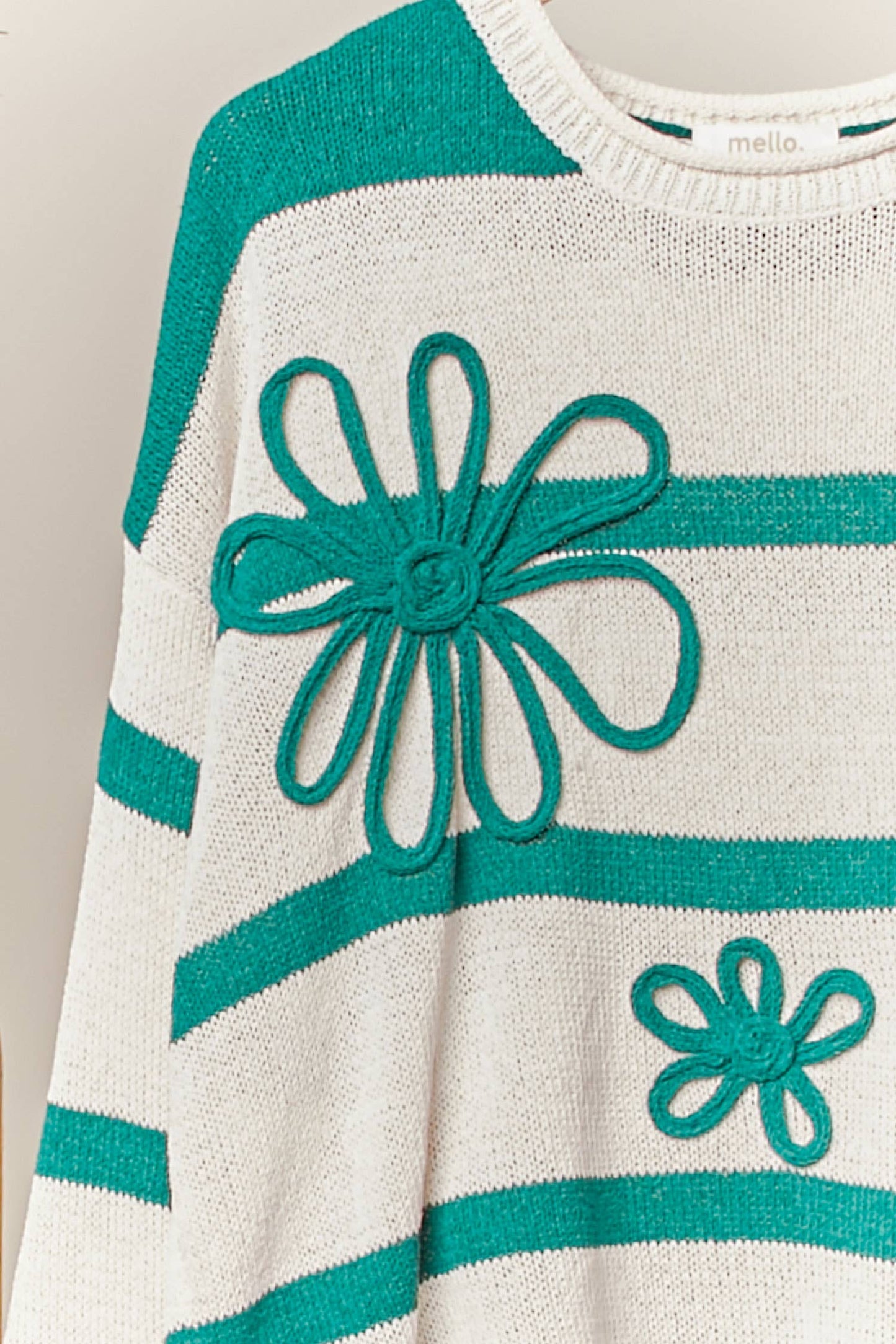 Daisy Striped  Round Neck Knit Sweater