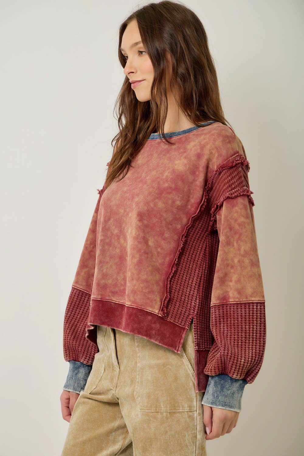 61618 Mixed Media Washed Sweatshirt