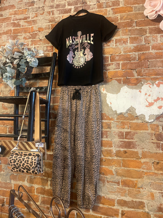 Abigail Leopard Barrel Fit Joggers