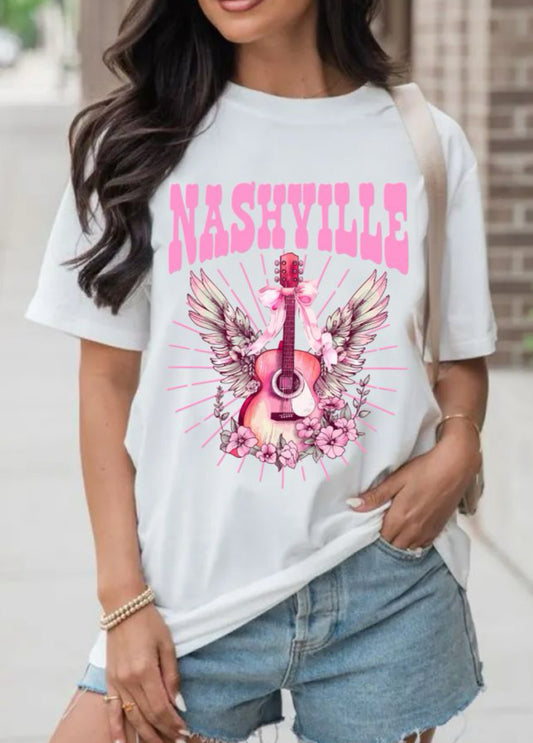 White And Pink Nashville Tee