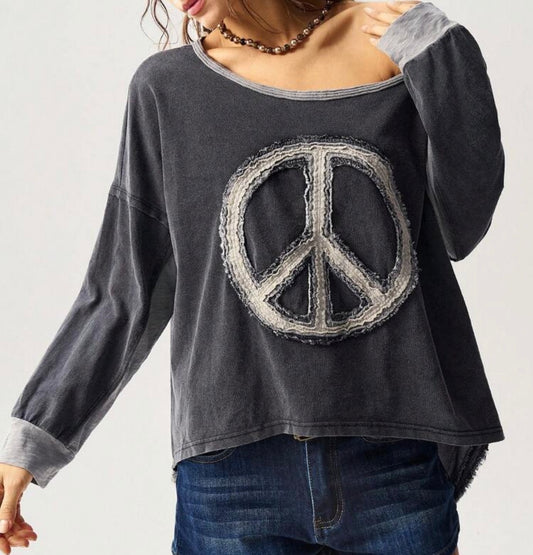 Boho Peace Sign High Low Hem