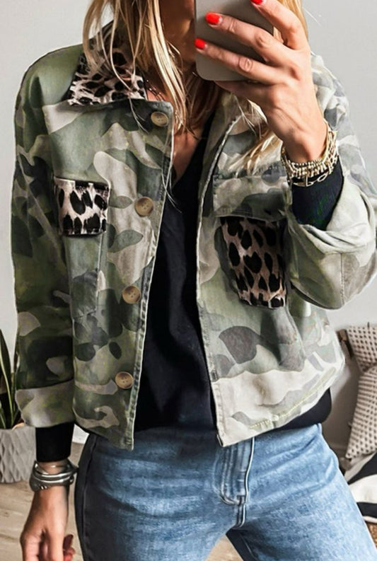 Camo Leopard Cropped Jacket