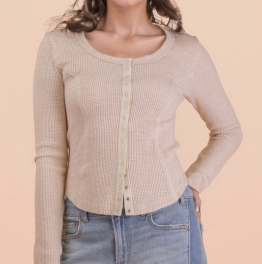 Henley Button Down Casual Top