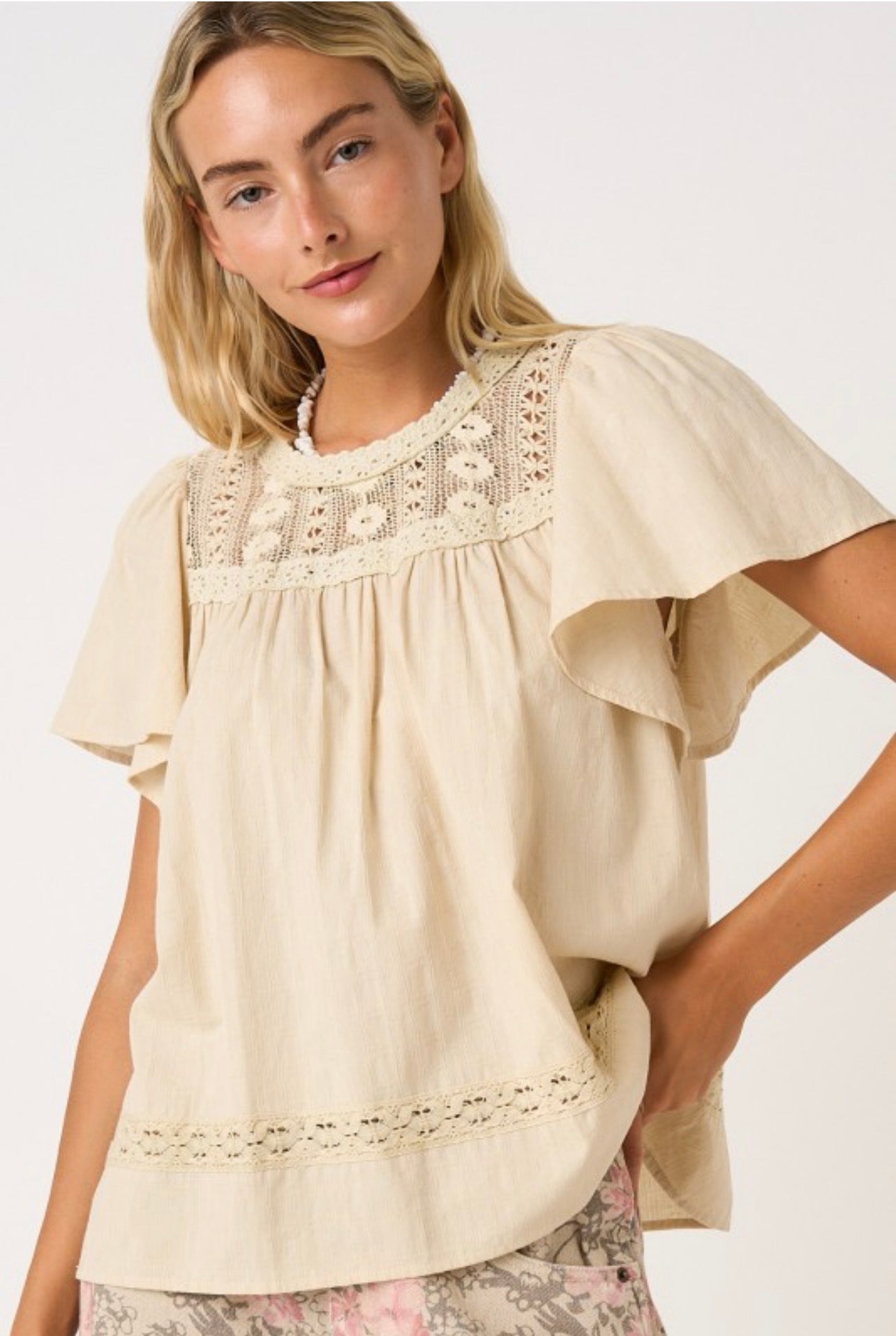 Lacey Flutter Sleeve Top