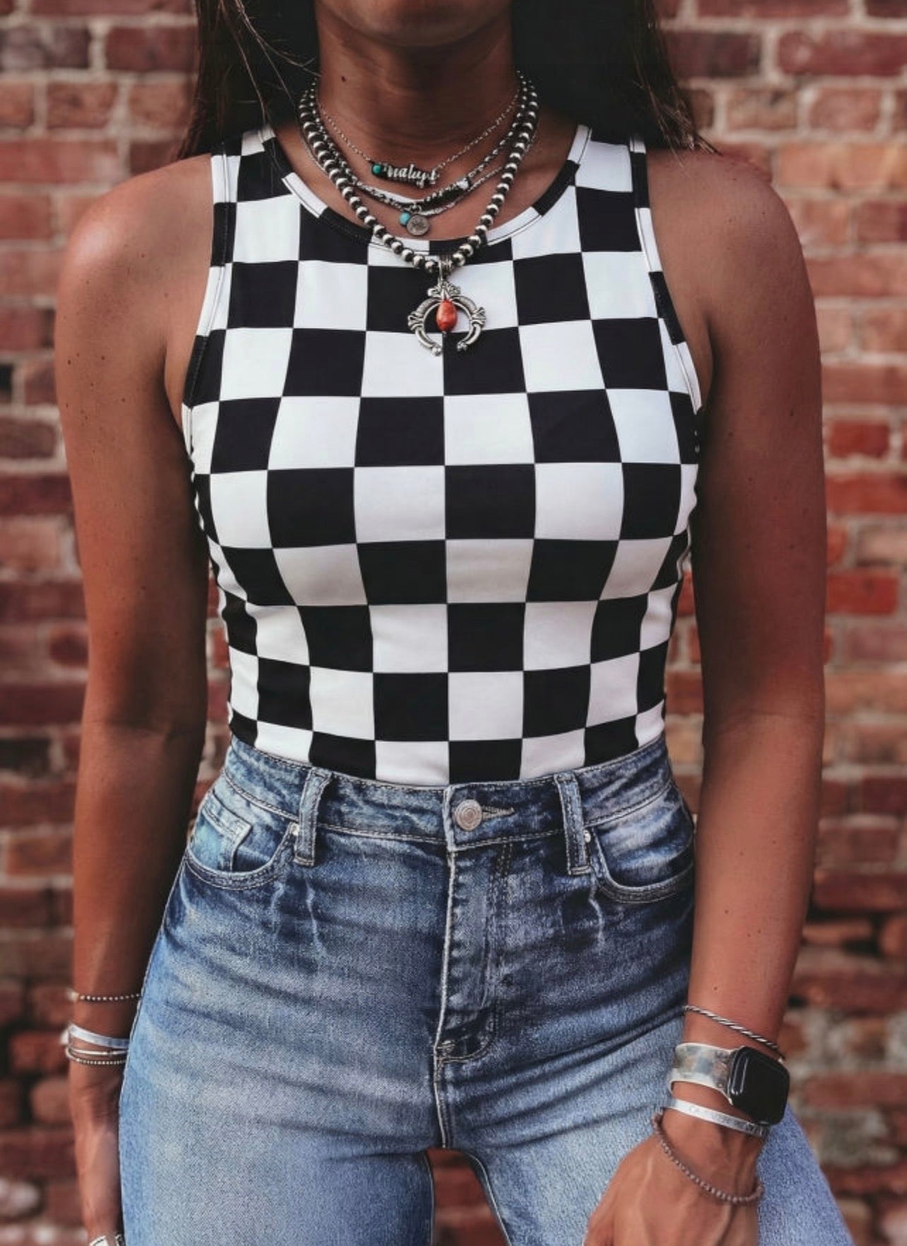 Black And White Checkered Tank