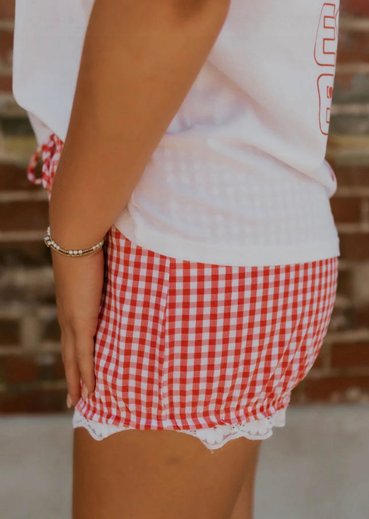 Red And White Gingham Shorts
