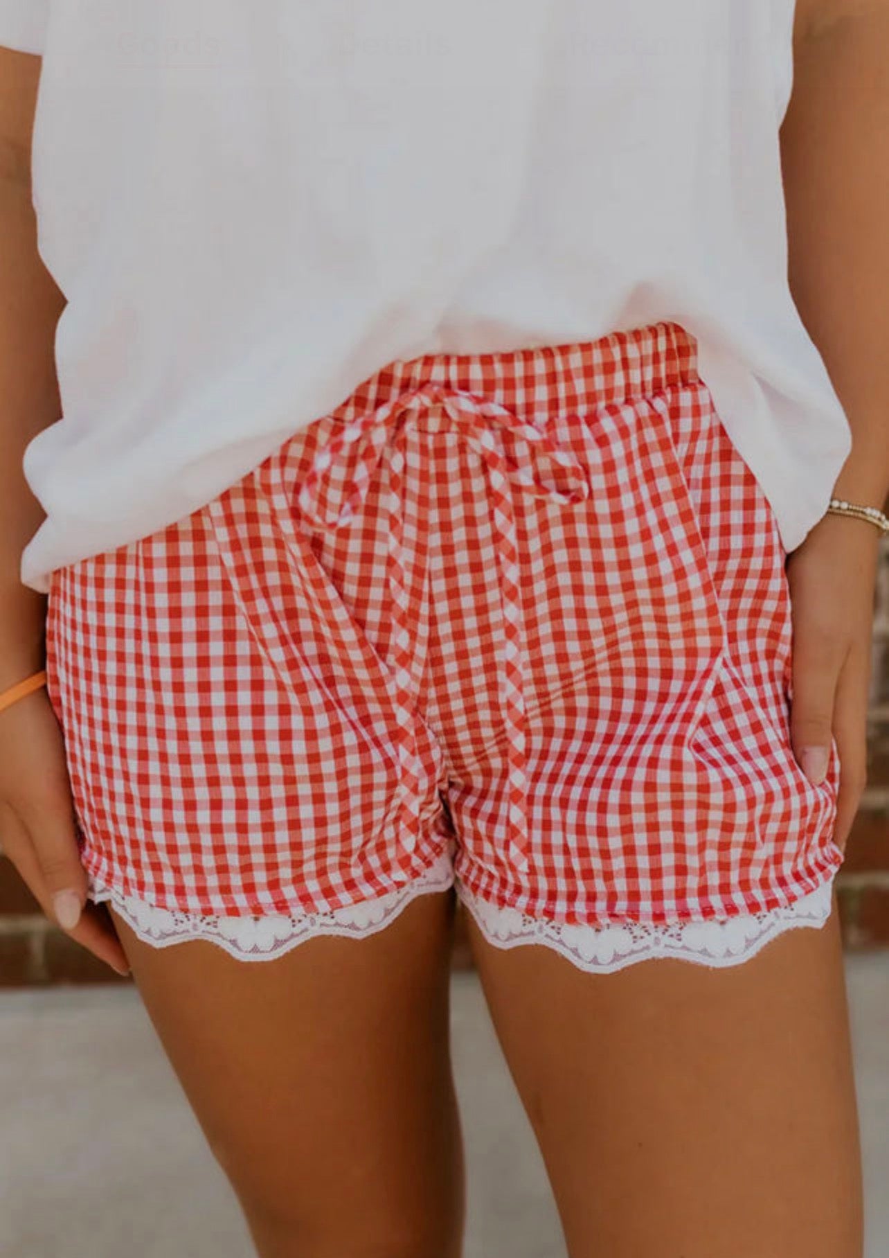 Red And White Gingham Shorts