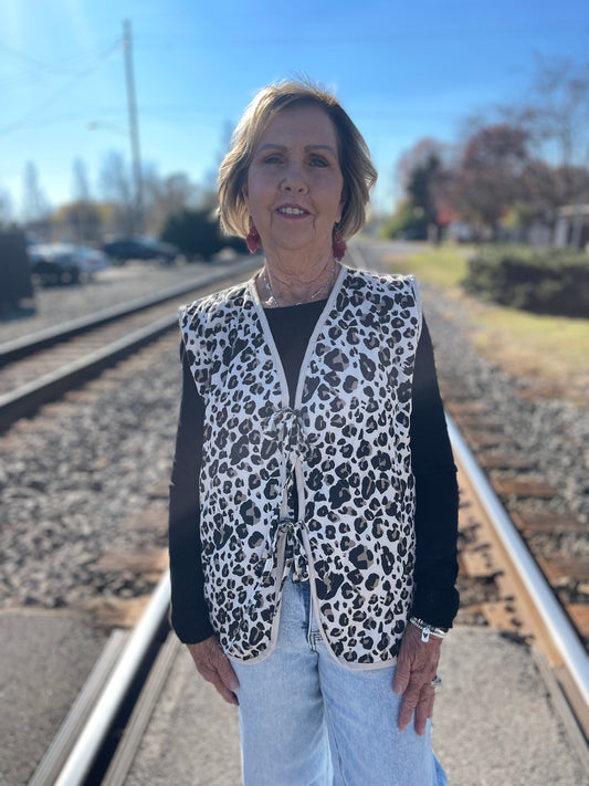 Leopard Print Quilted Vest