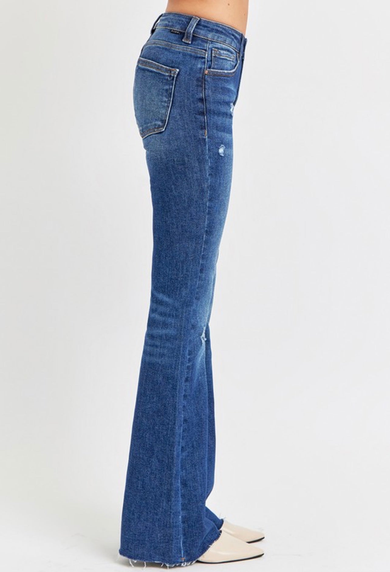 Risen Mid Rise Flare Dark Wash