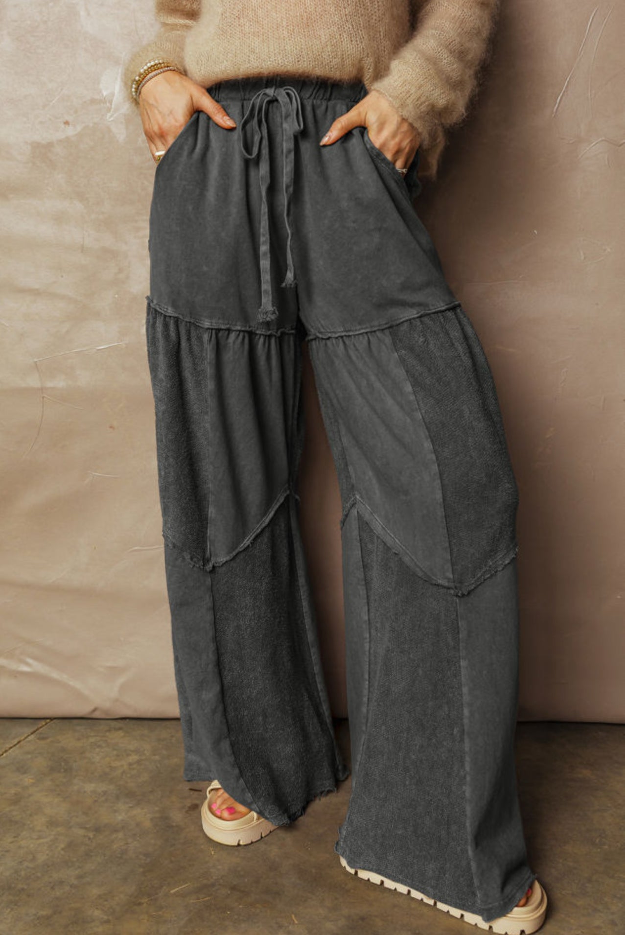 Green Or Black Mineral Wash Wide Leg