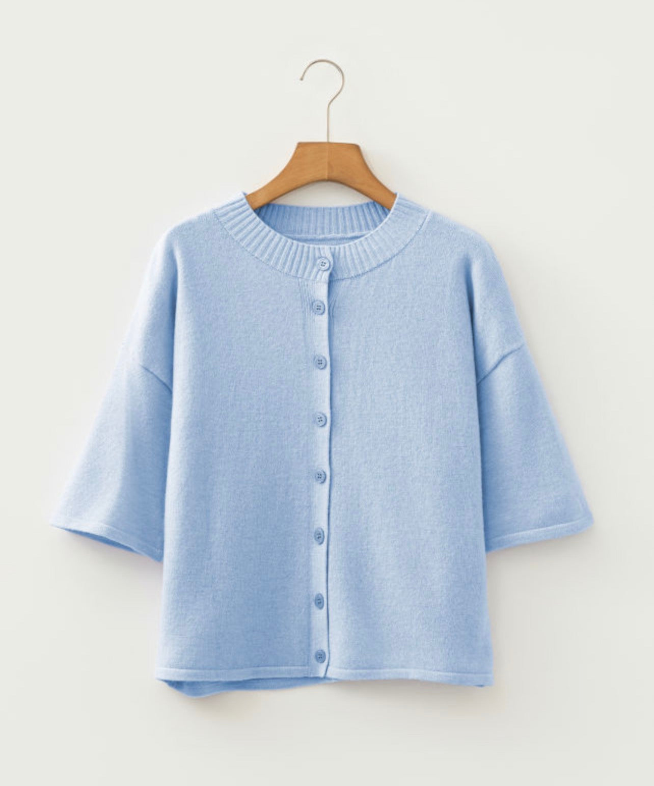 3/4 Sleeve Knit Button Up Sweater