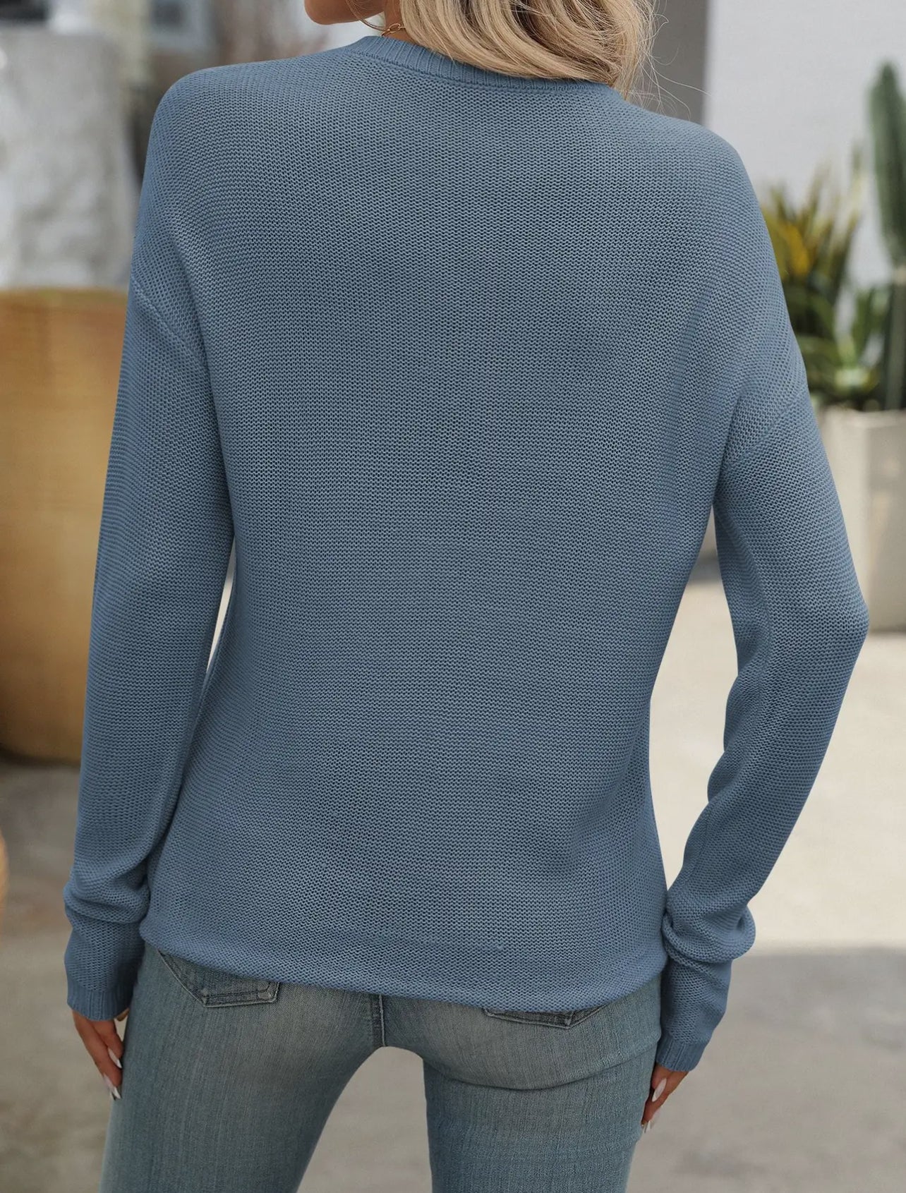 Exposed Seam Knit Long Sleeve