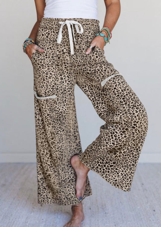 Animal Print Wide Leg Pants
