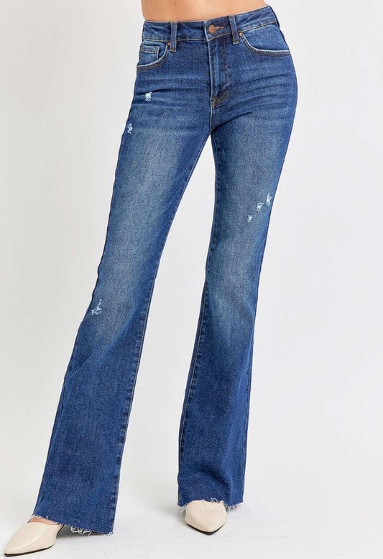 Risen Mid Rise Flare Dark Wash