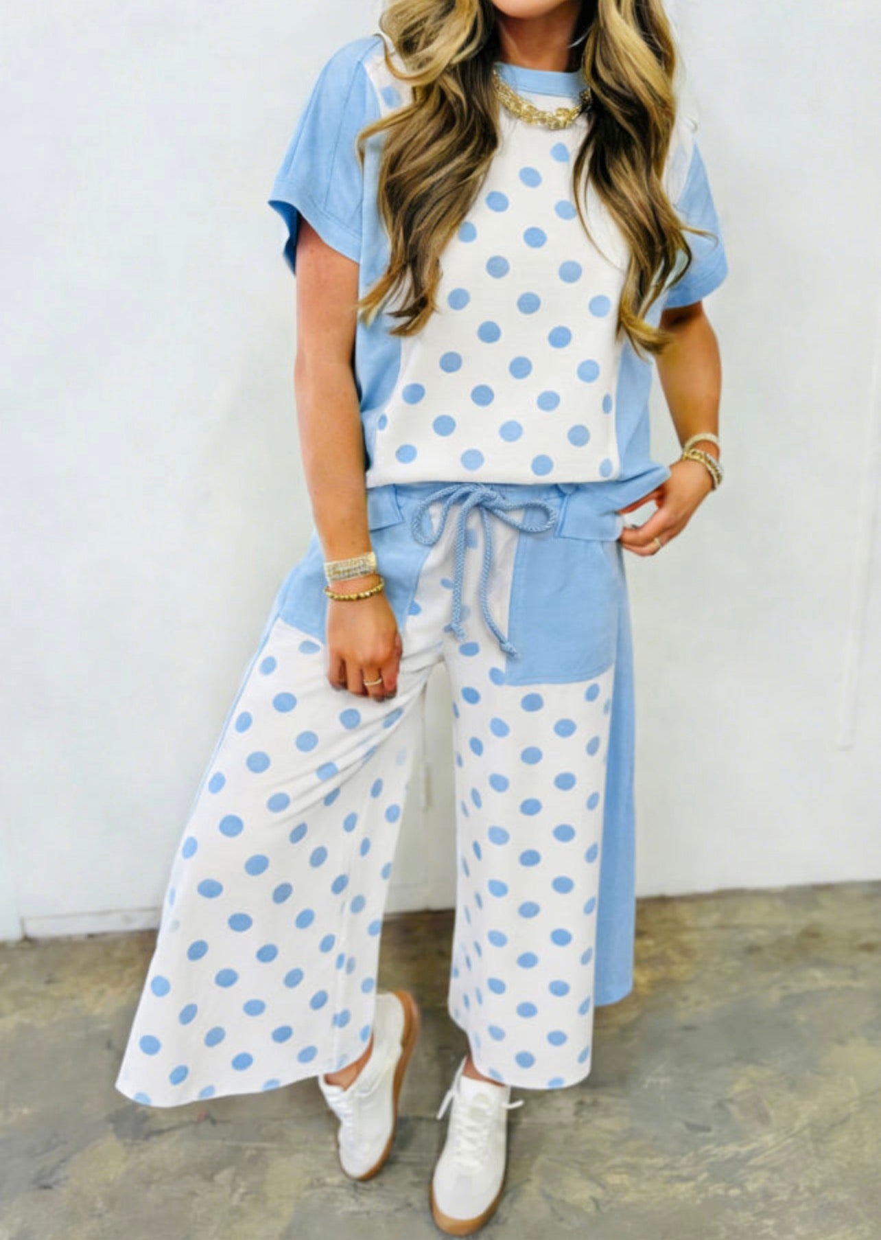 Polka Dot Color Block Top