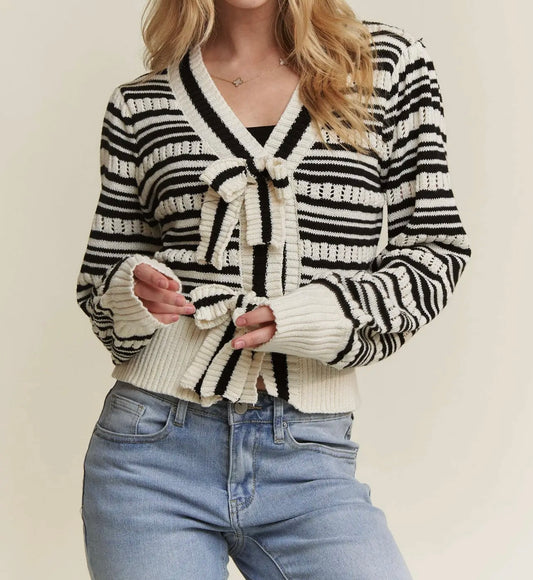 Black And White Bow Cardigan