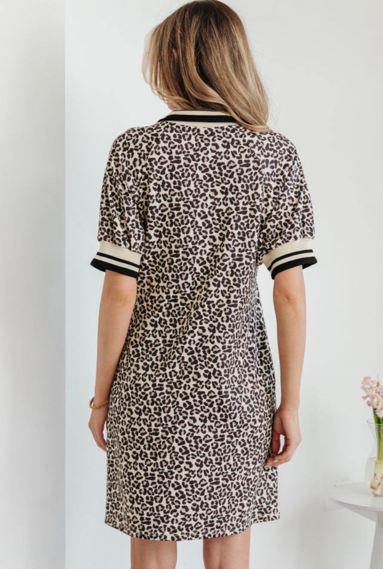 Khaki Leopard Mini T-Shirt Dress