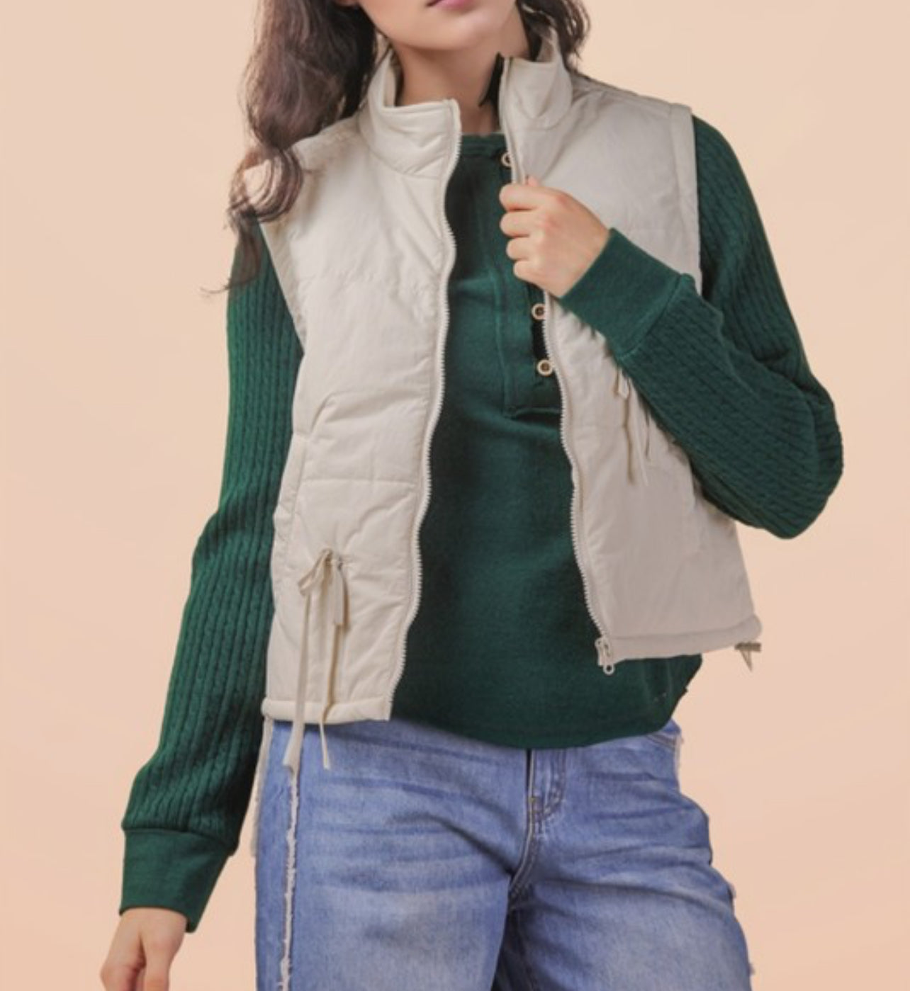 Tie Bow Detail Puffer Vester