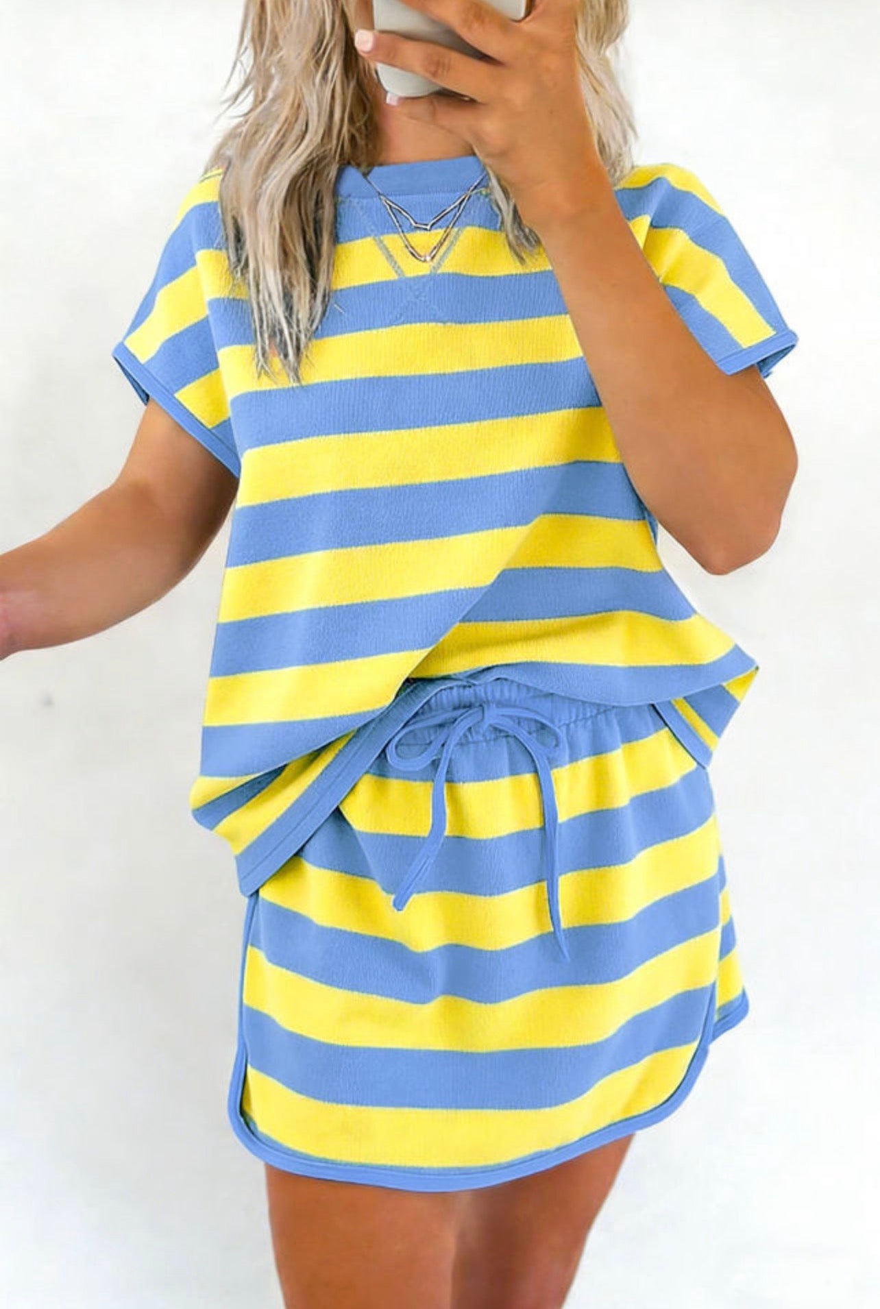 Yellow And Blue Stripe Top