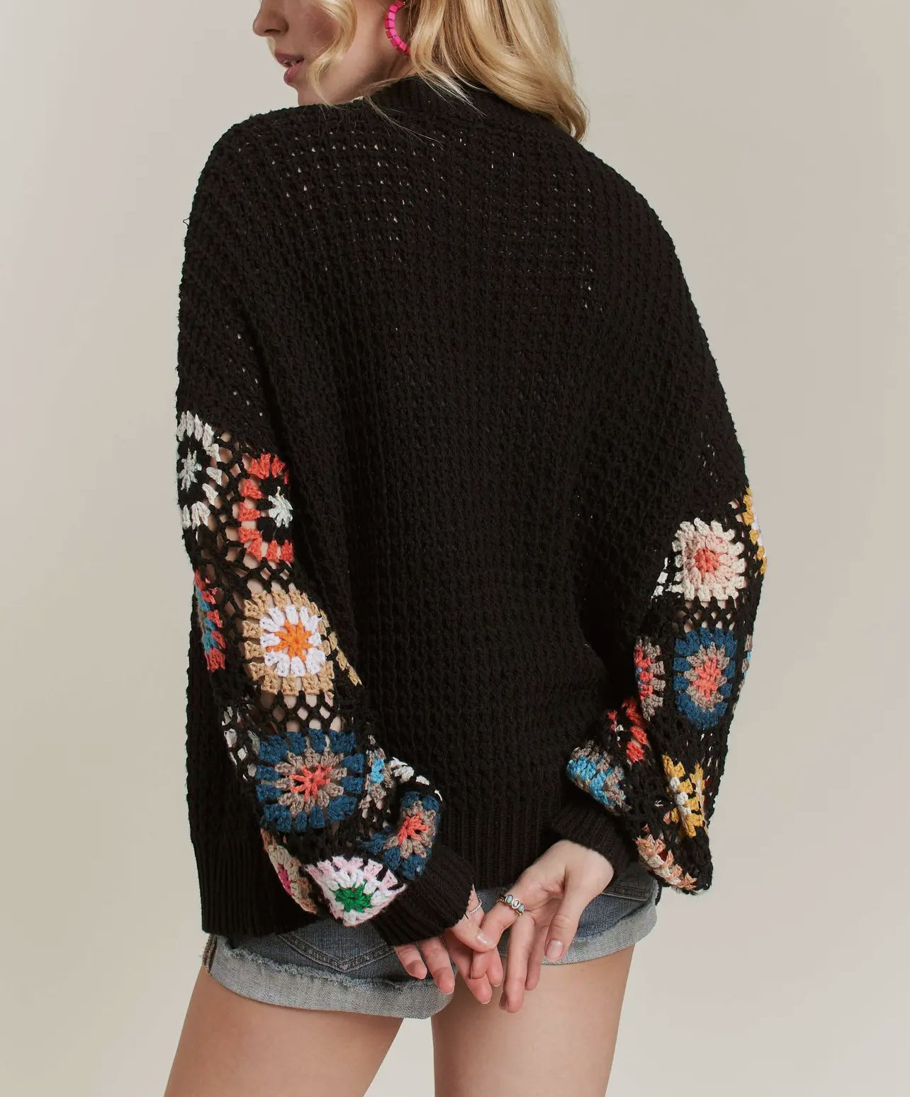 Crochet Multi Color Sleeve Cardigan