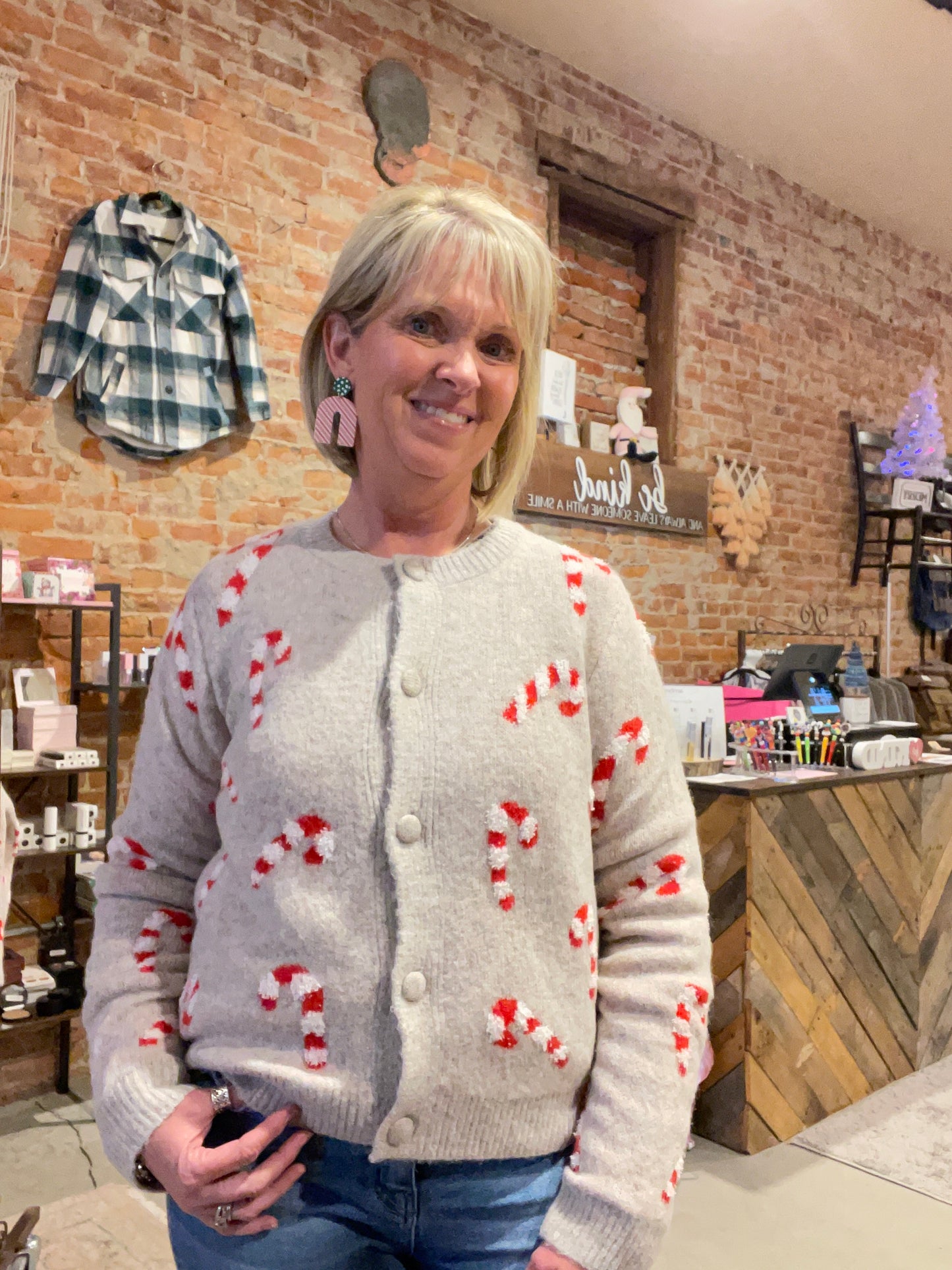 Festive Candy Cane Cardigan