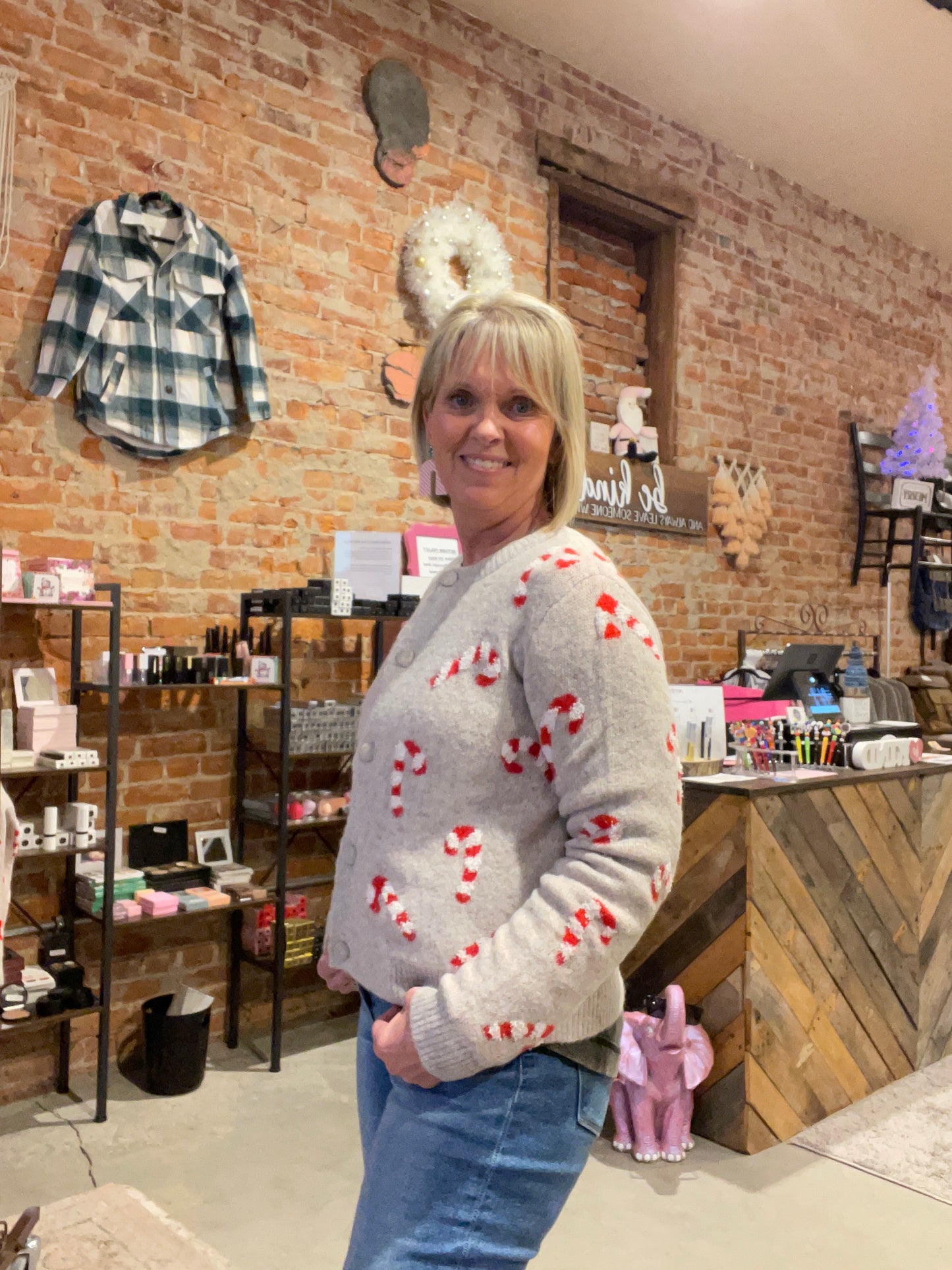Festive Candy Cane Cardigan