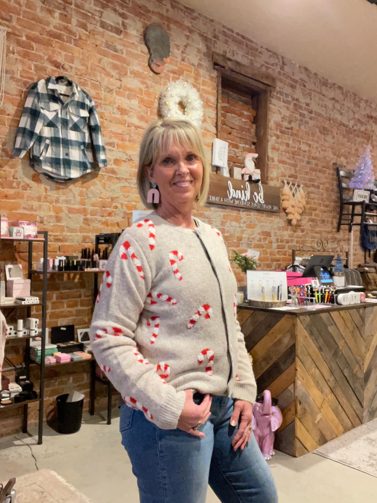 Festive Candy Cane Cardigan