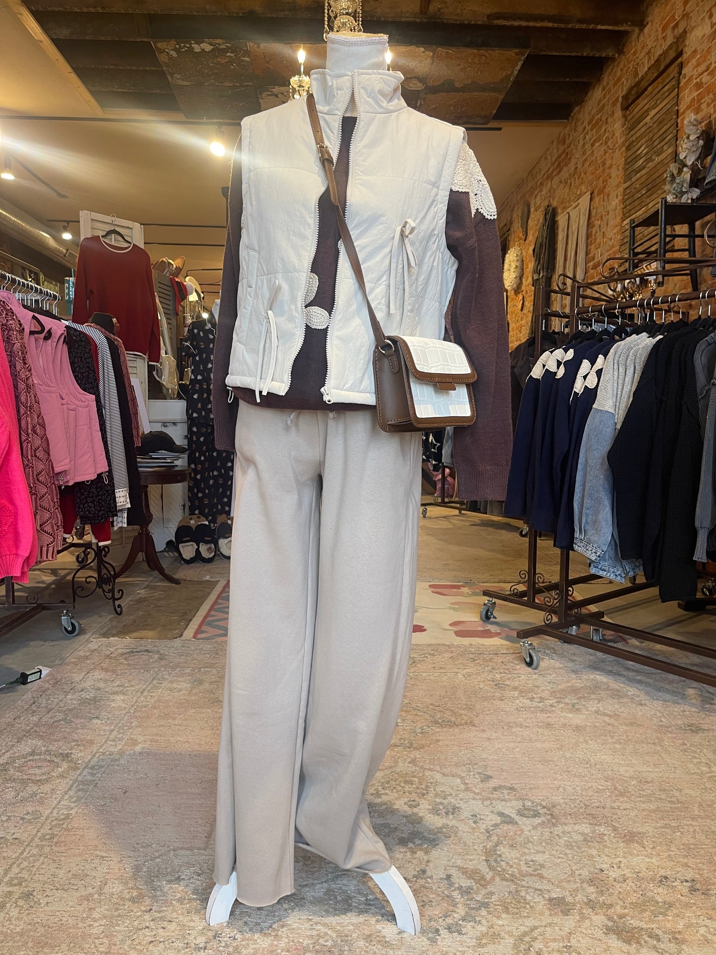 Tie Bow Detail Puffer Vester