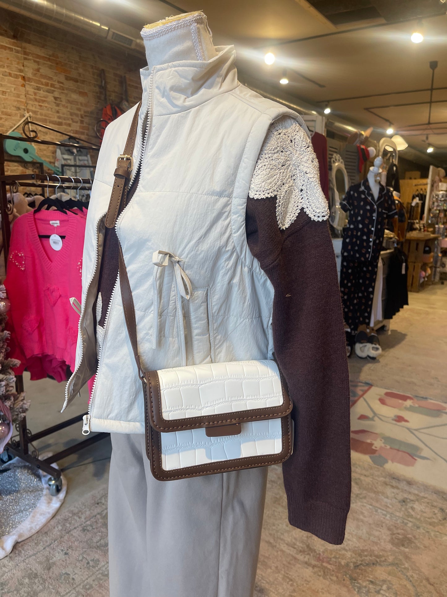 Tie Bow Detail Puffer Vester