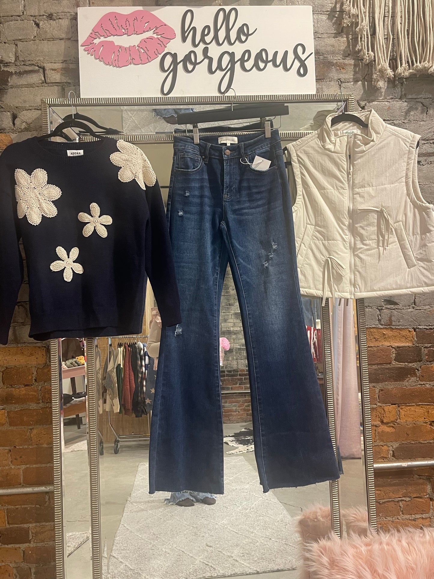 Risen Mid Rise Flare Dark Wash