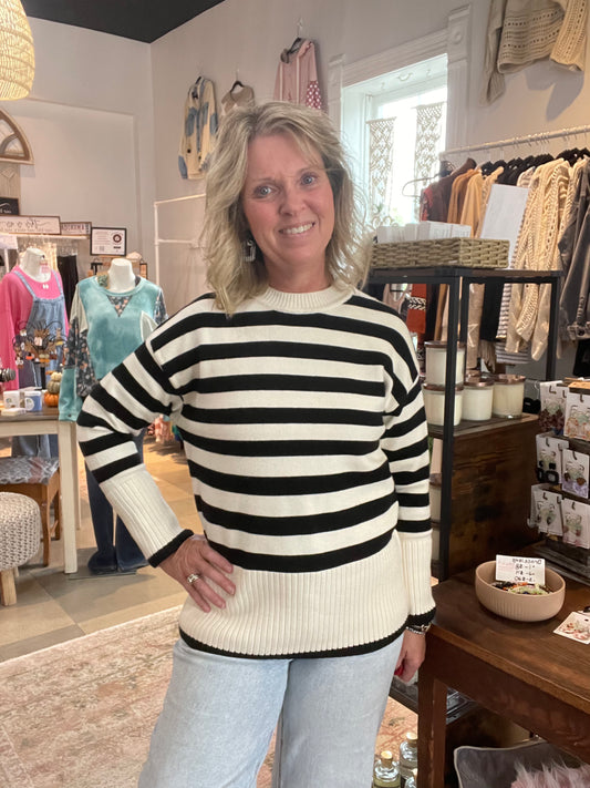 Classic Black And White Stripe Sweater