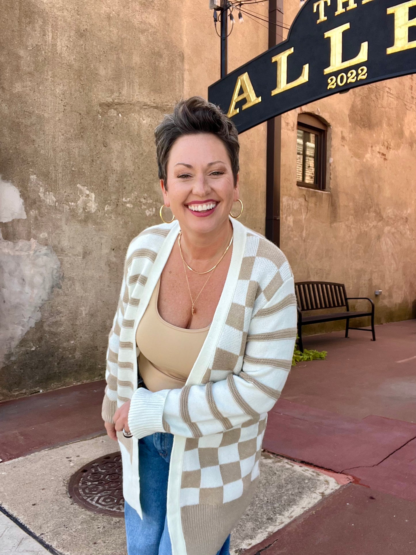 Gingham And Stripe Cardigan