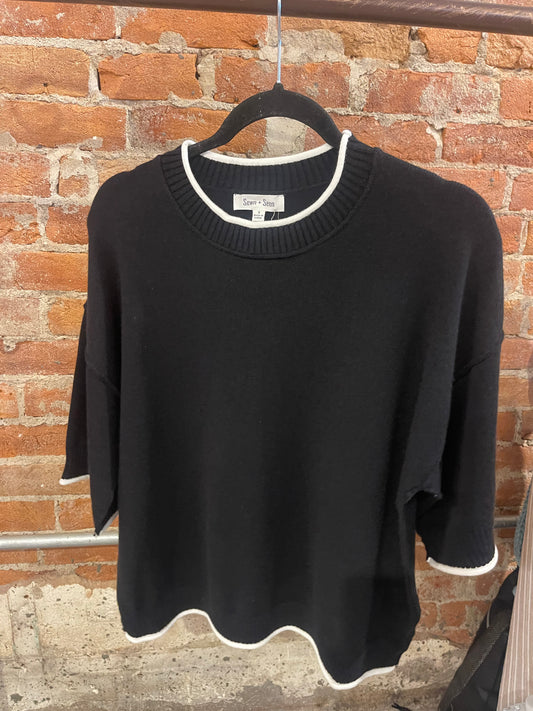 Contrast Trim Oversized Sweater Top