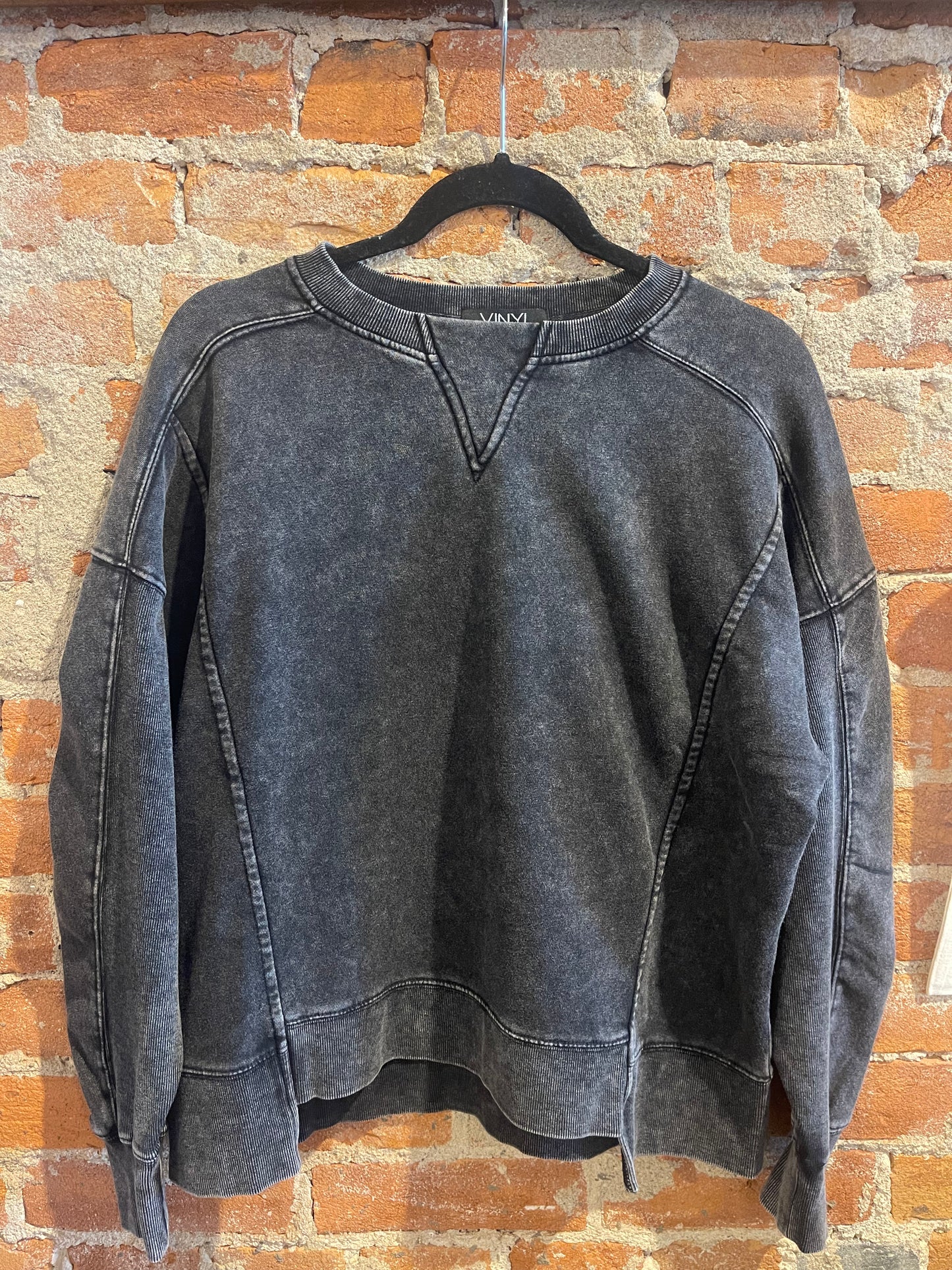 Acid Wash Round Neck Sweatshirt