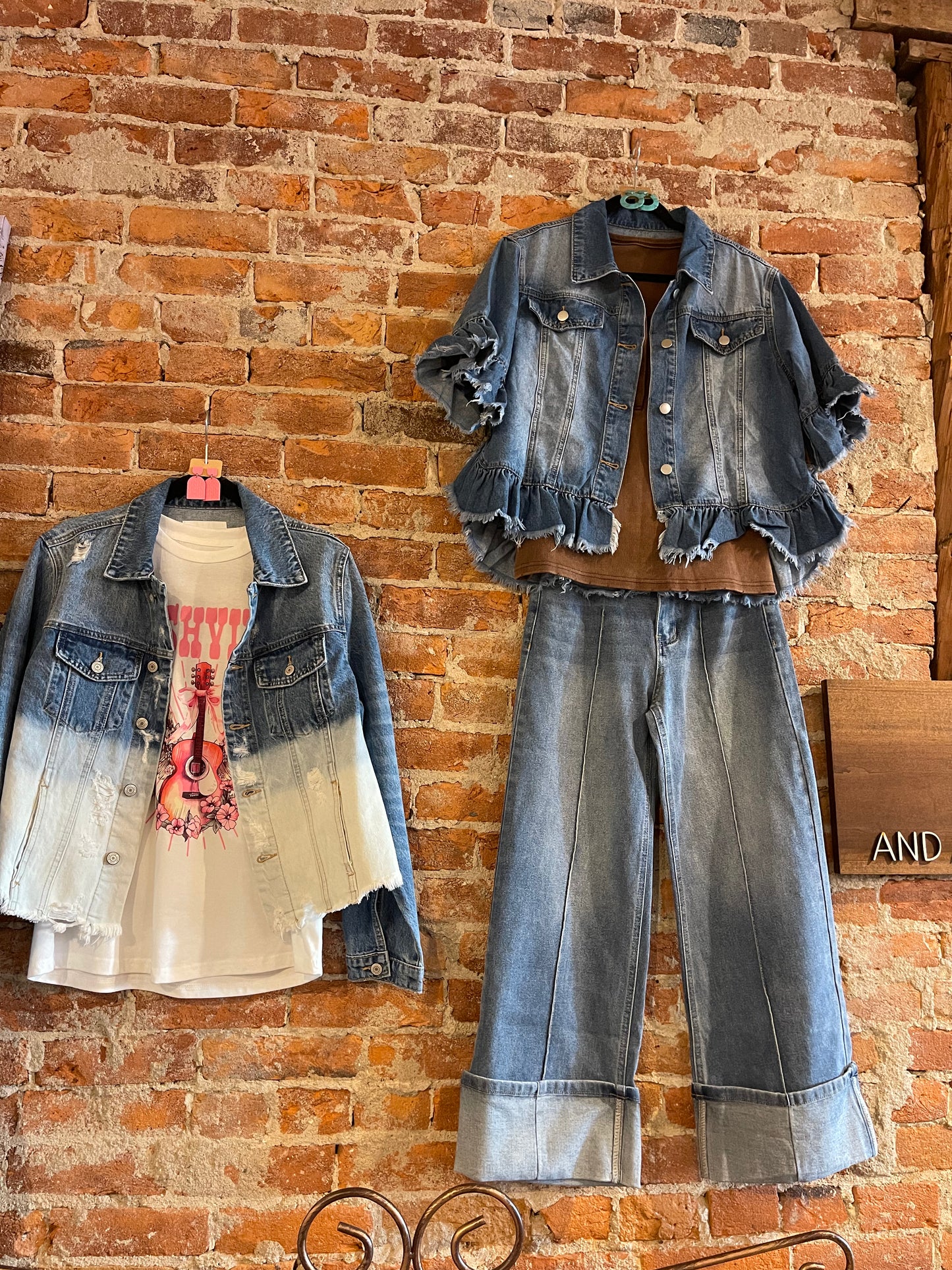 Blue Ruffle Raw Edge Denim Jacket