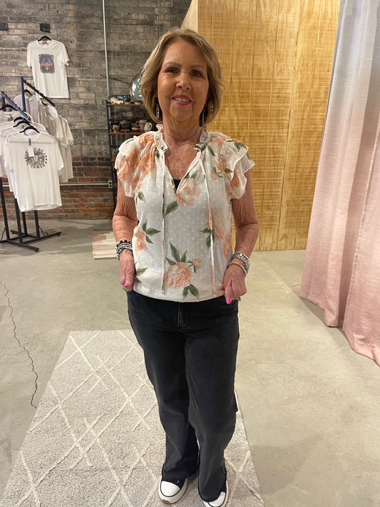 Floral Ruffle Short Sleeve