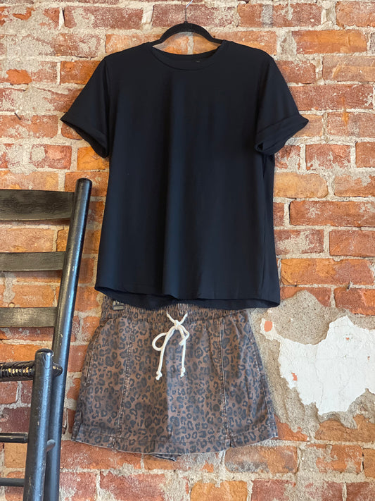 Leopard Denim Skort