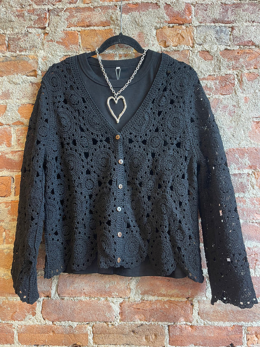 Crochet Button Up Cardigan