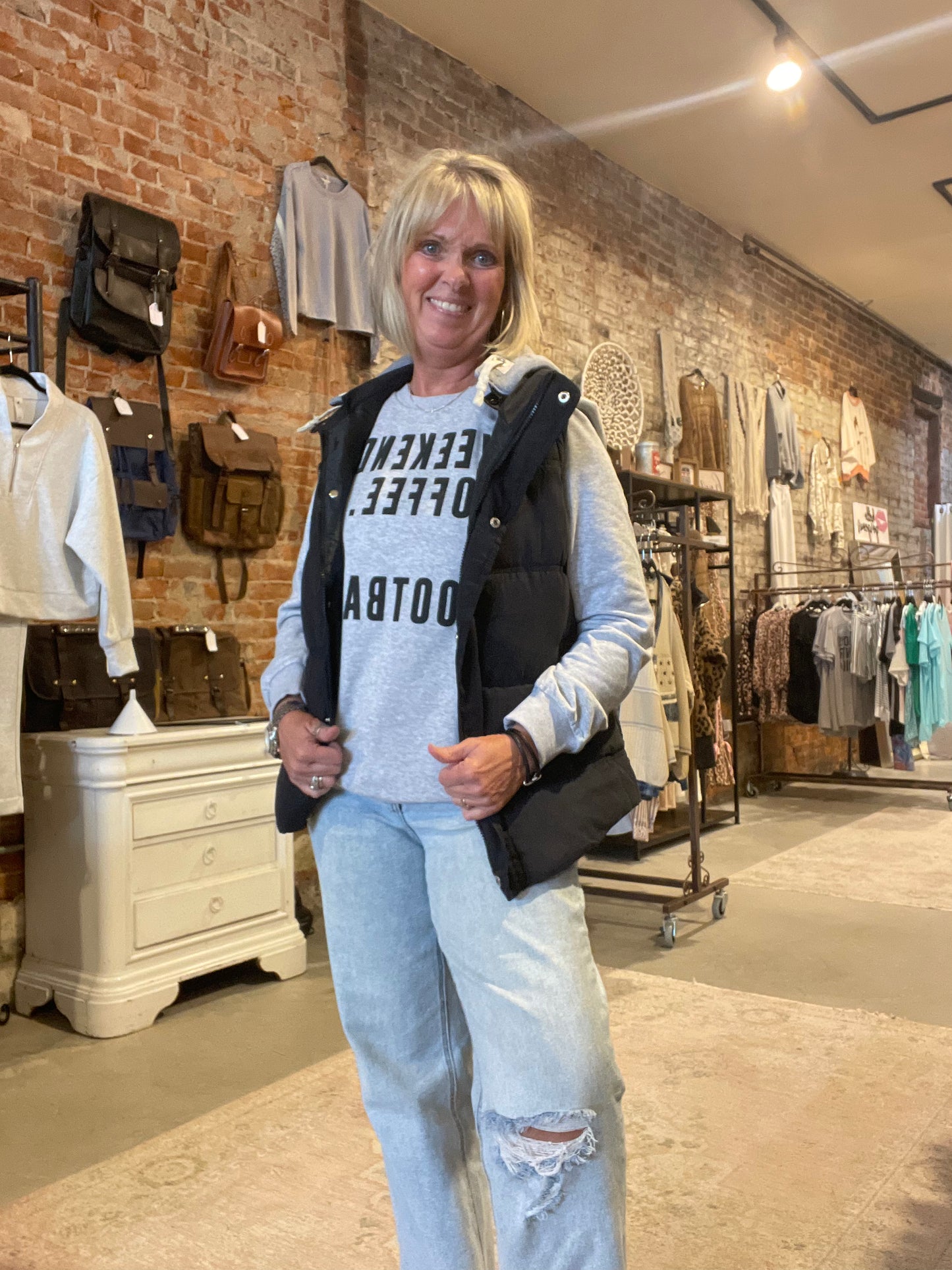 Black Puffy Hooded Vest