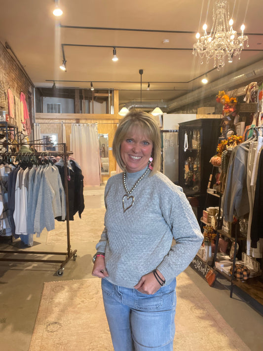 Gray Mock Neck Sweater