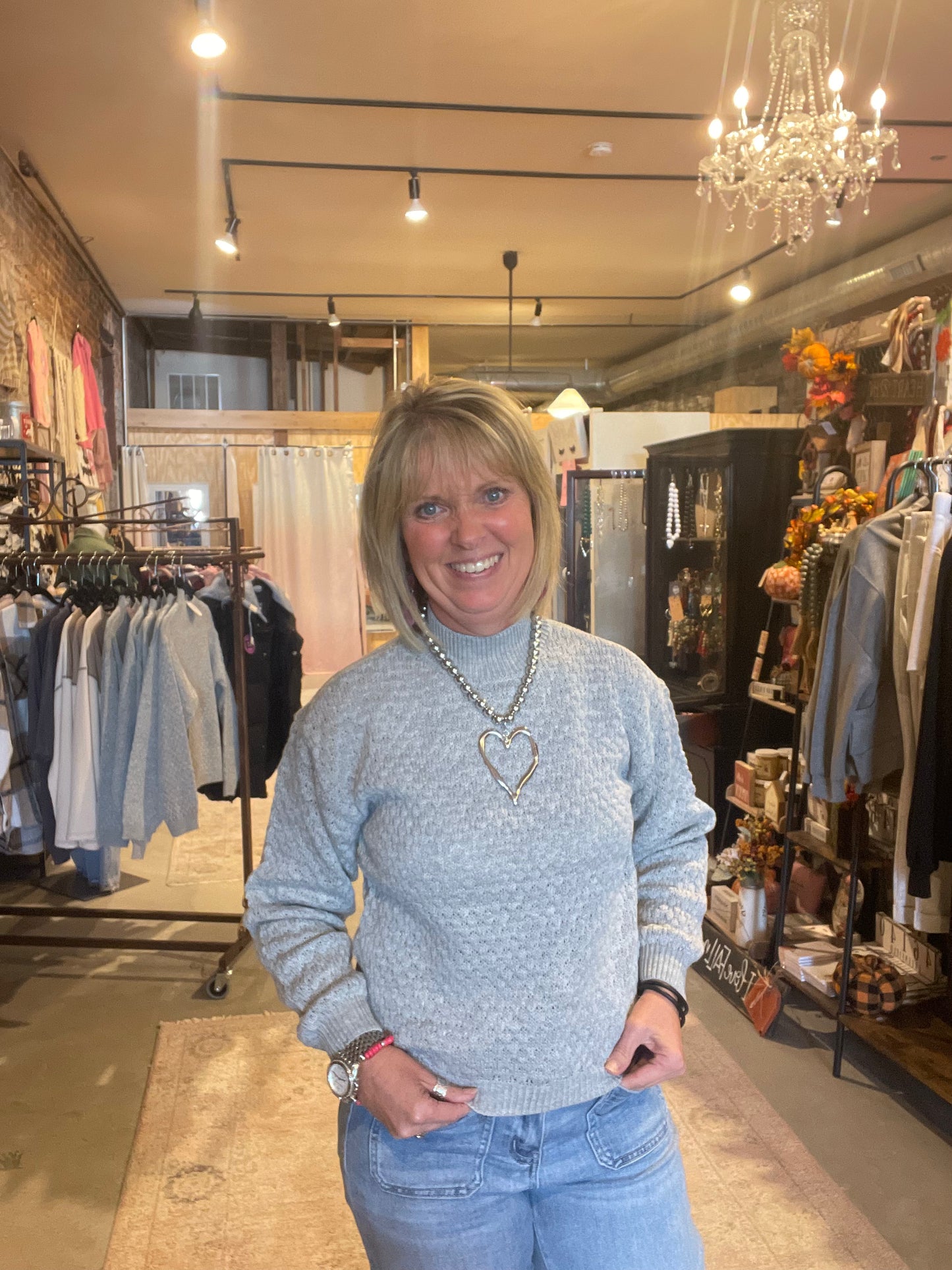 Gray Mock Neck Sweater