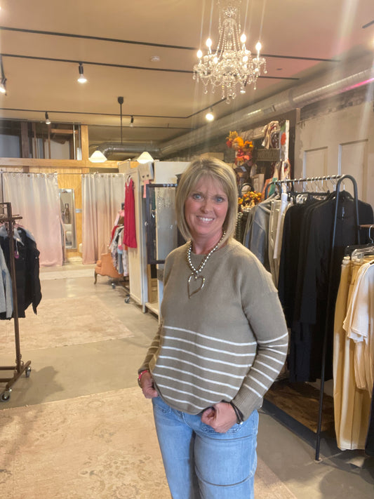 Khaki With Stripes Sweater