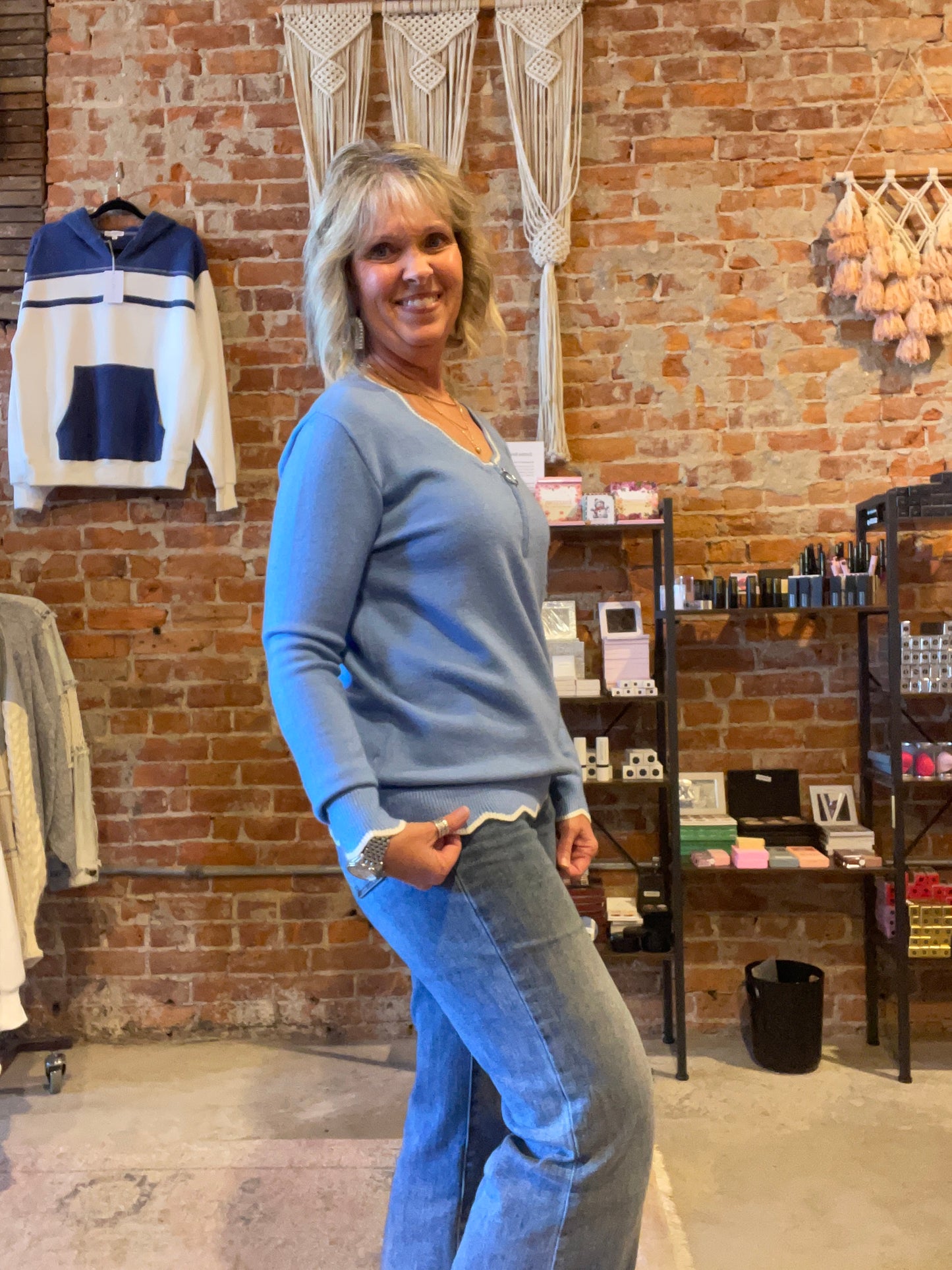 Scallop Trim Detail Sweater