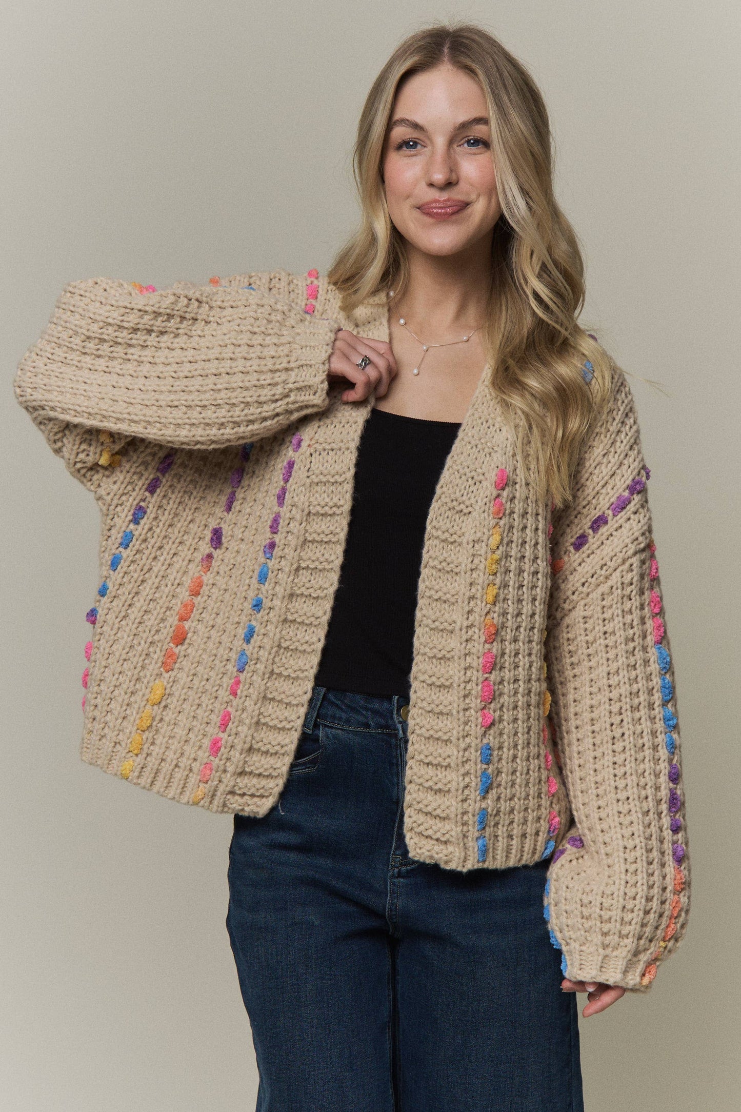 Multicolor Stitch Knit Cardigan