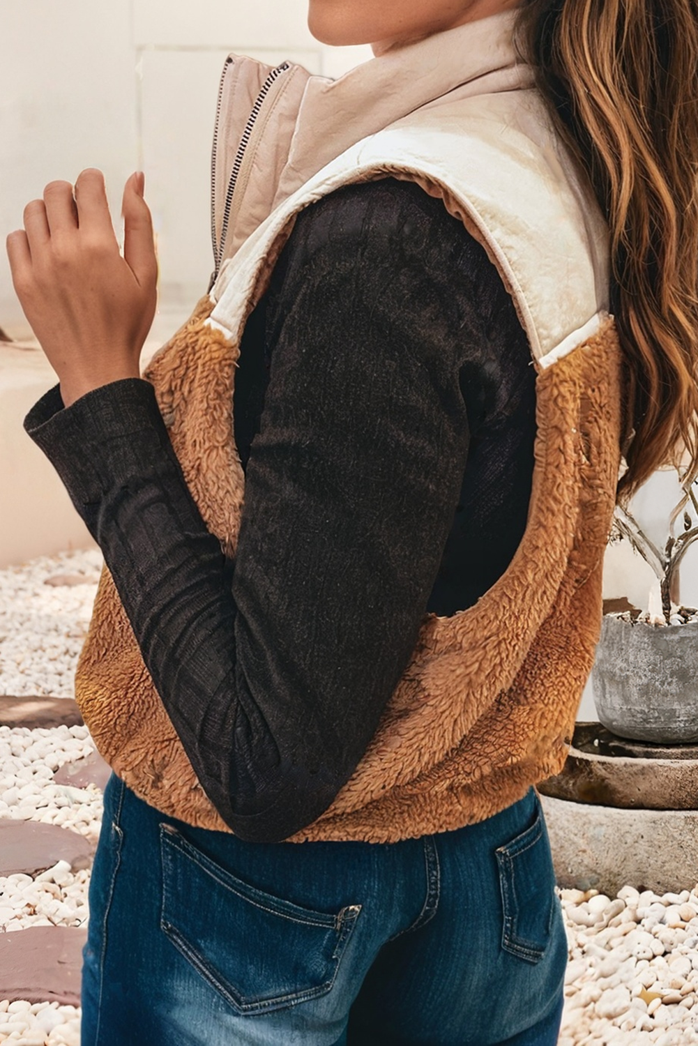 Color Block Zip Up Vest